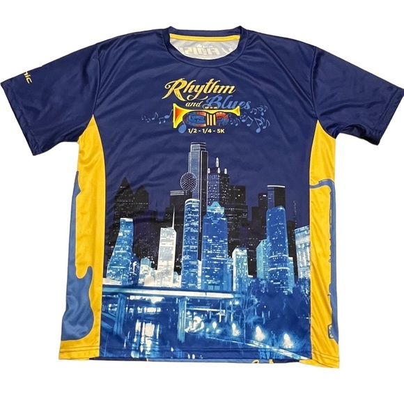 Rhythm and Blues - Dallas 5K Run - Finish Strong Men's Athletic Shirt - Sz XL - Picture 1 of 14